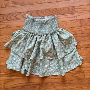 SHEIN Green Floral A-Line Skirt